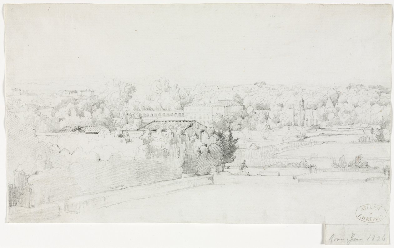 View of the Villa Borghese and its Orangerie from the Villa Medici, 1826 by Frederic Bourgeois de Mercey
