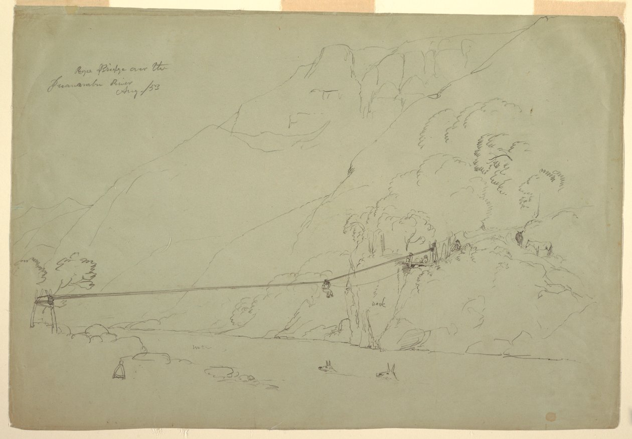 A Rope Bridge in Colombia, August 1853 by Frederic Edwin Church