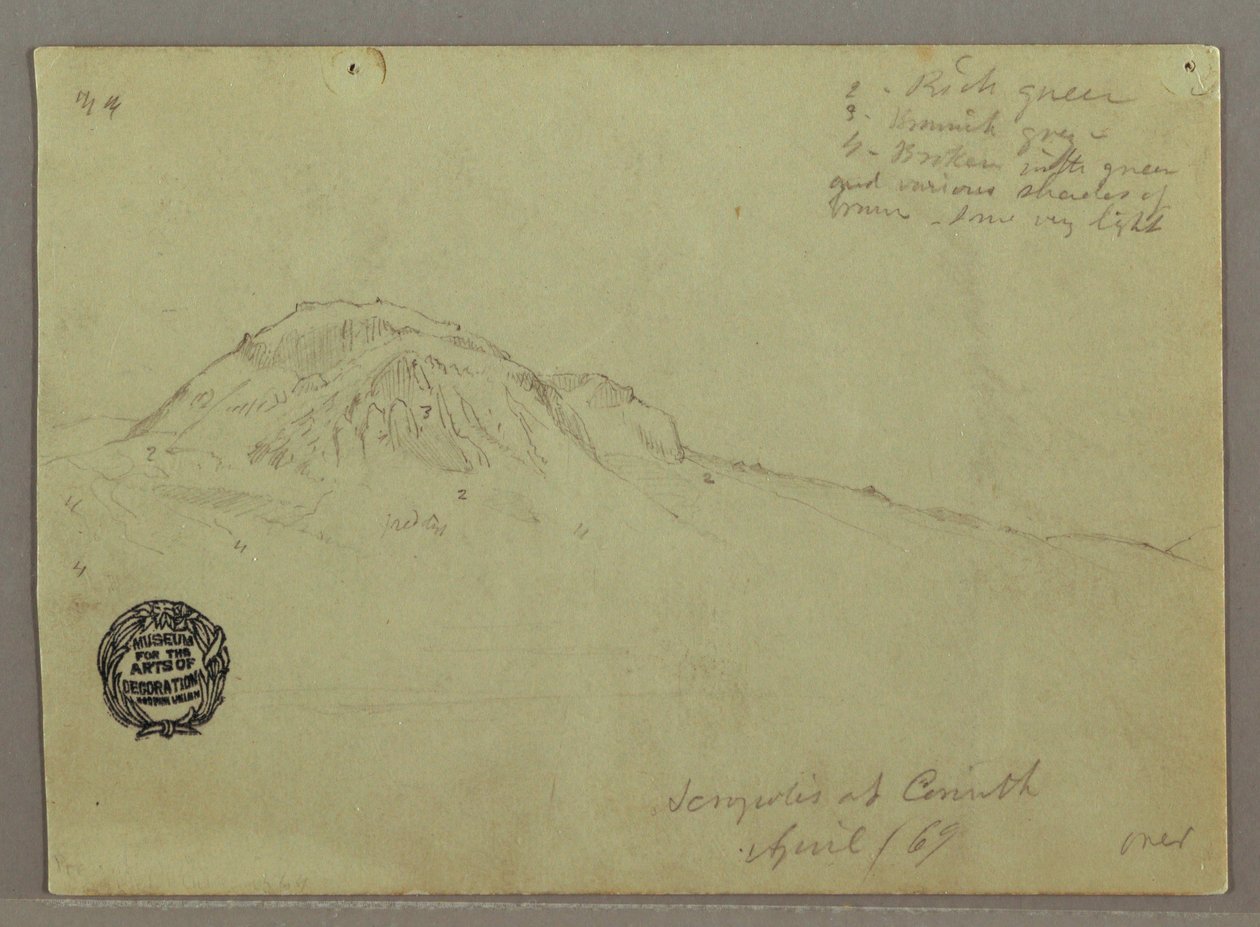 Bare Hill, Acropolis at Corinth, Greece, April 1869 by Frederic Edwin Church