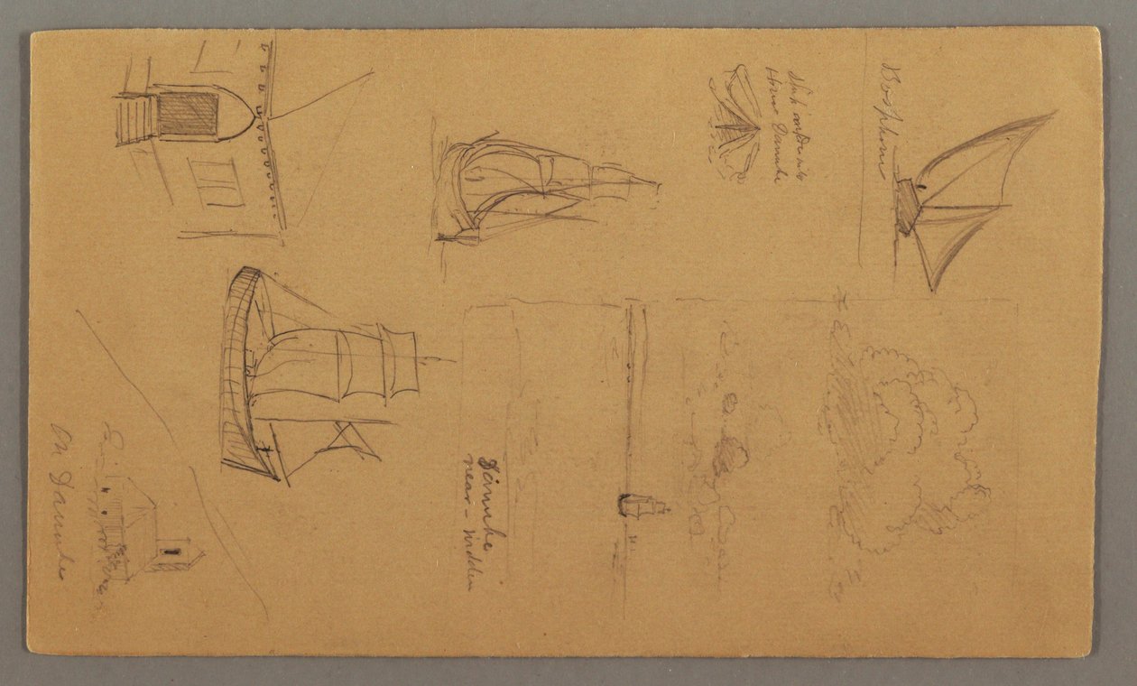 Boat Studies, Cloud Study, Two Buildings, possibly 1868 by Frederic Edwin Church