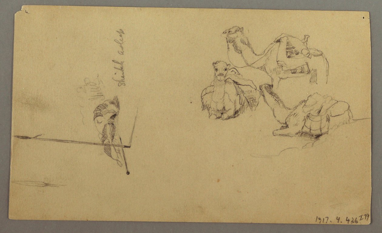 Camels Drinking on a Hill, February 22, Possibly 1868 by Frederic Edwin Church
