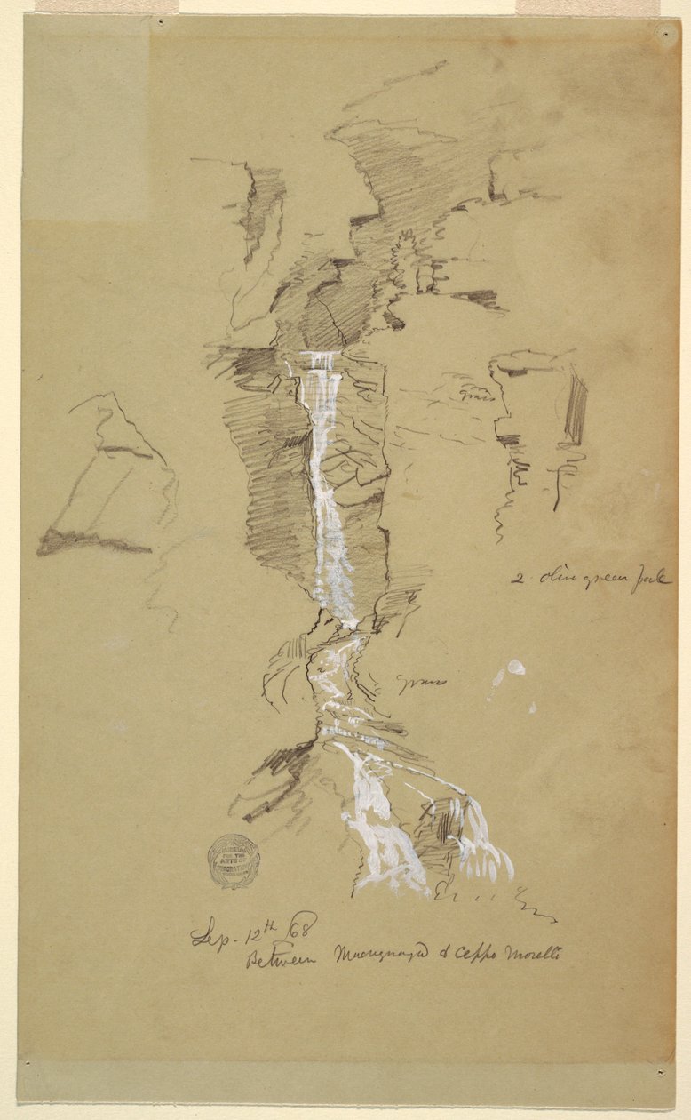 Cascade between Ceppo Morelli & Macugnaga by Frederic Edwin Church