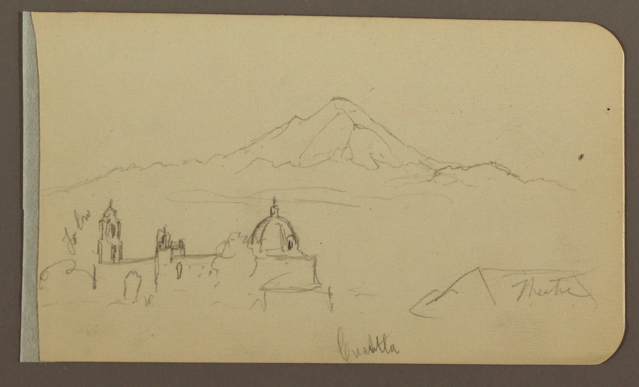 Drawing, Cathedral, Mountain, Cuautla; Verso: House, Church, Tree Cuautla, February 1885 by Frederic Edwin Church