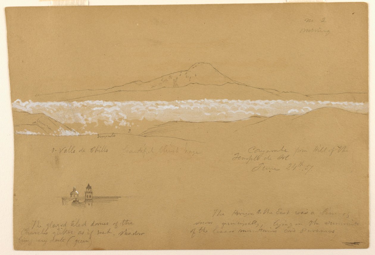Cayambé, Morning, from the Temple of the Sun, Quito, June 24, 1857 by Frederic Edwin Church