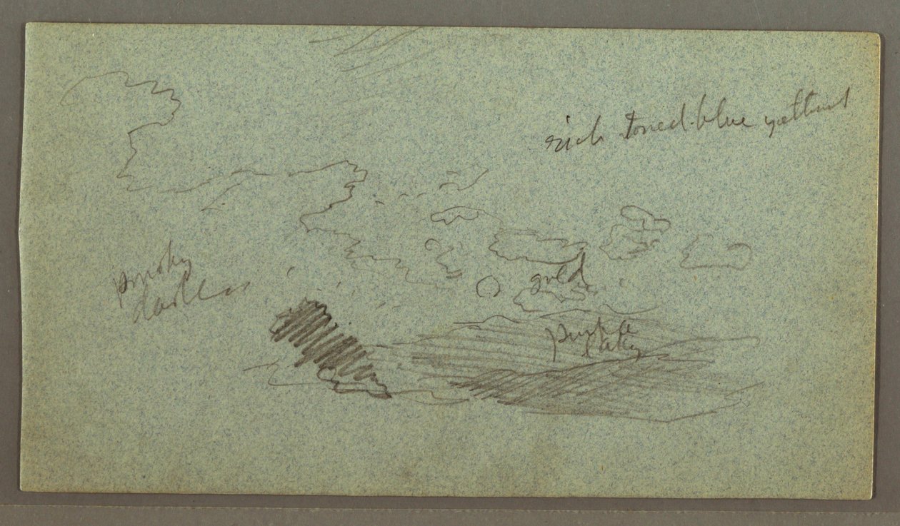 Drawing, Clouds Over Hill Range, Low Sun, Possibly 1874 by Frederic Edwin Church