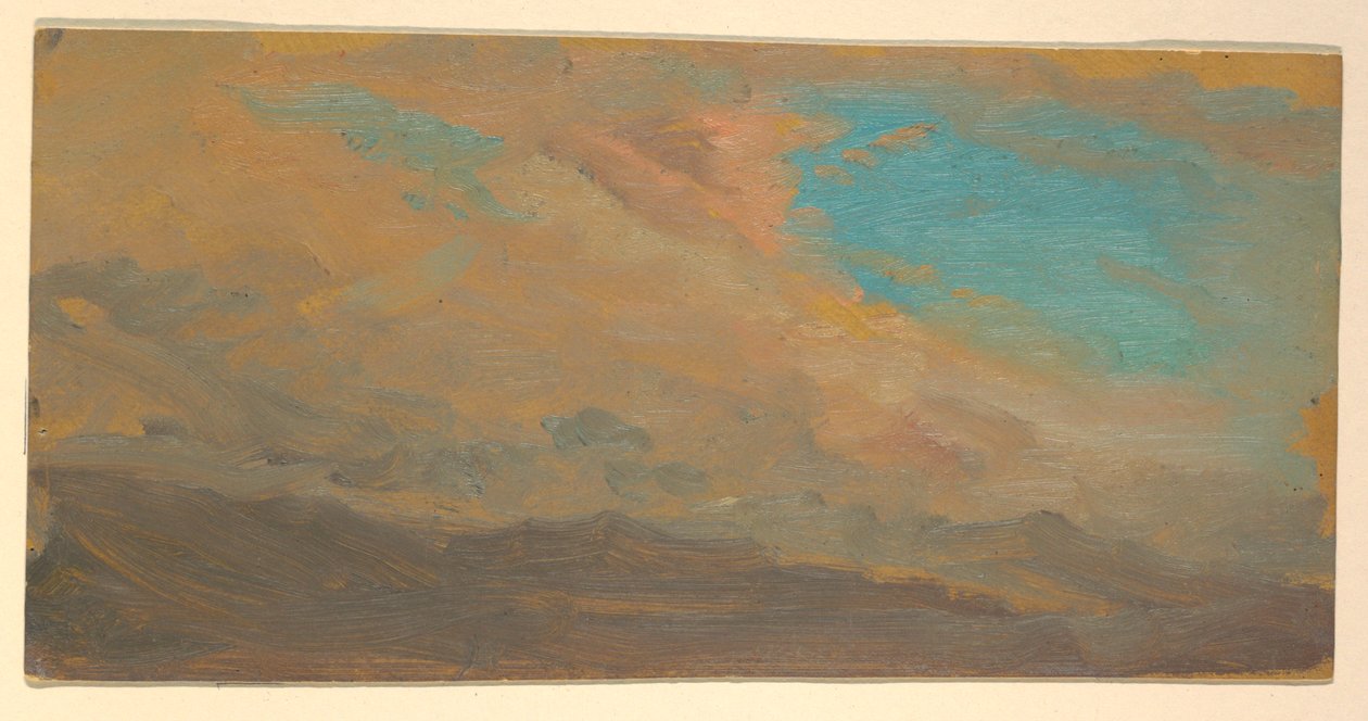 Cloudy Sky over Mountains; Verso: Elevation of a Monument, July 1865 by Frederic Edwin Church