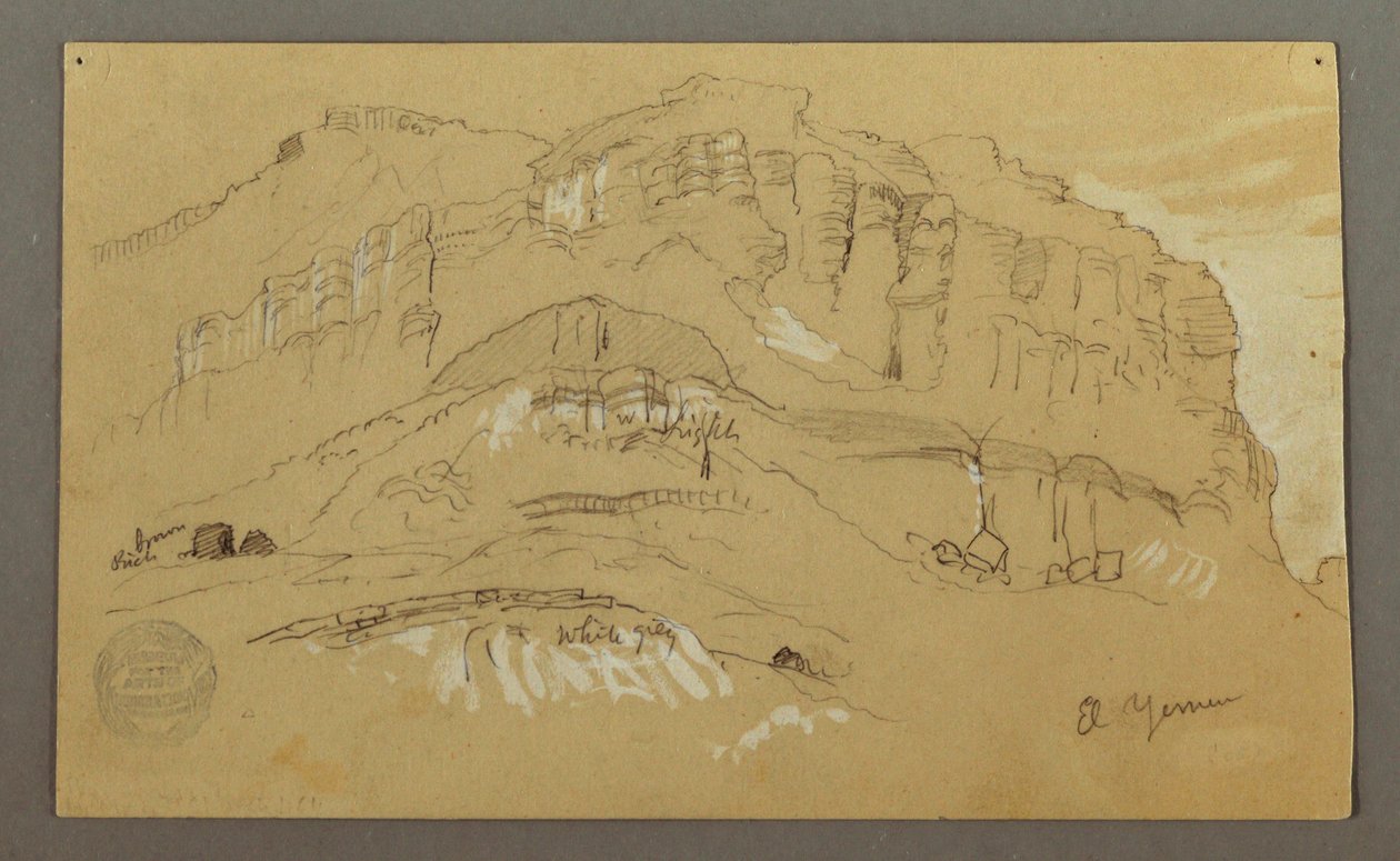 El Yemen Valley, Arabia: Rock Wall, February 20, 1868 by Frederic Edwin Church