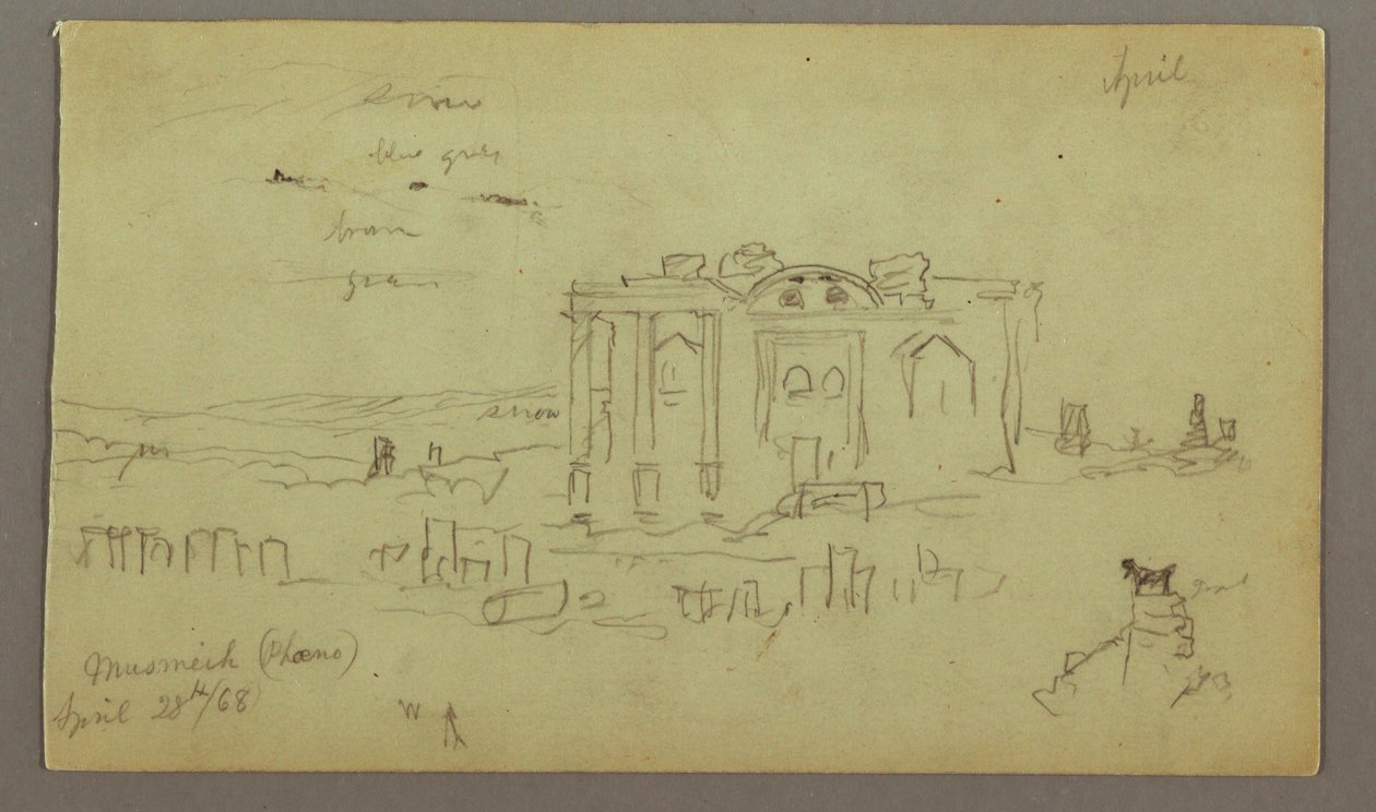 Facade of the Parrelorium, April 28, 1868 by Frederic Edwin Church