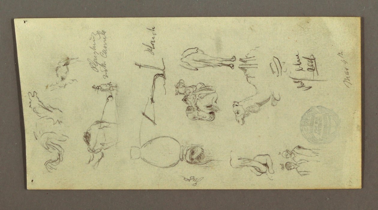 Figure and Camel Studies, March 4, possibly 1868