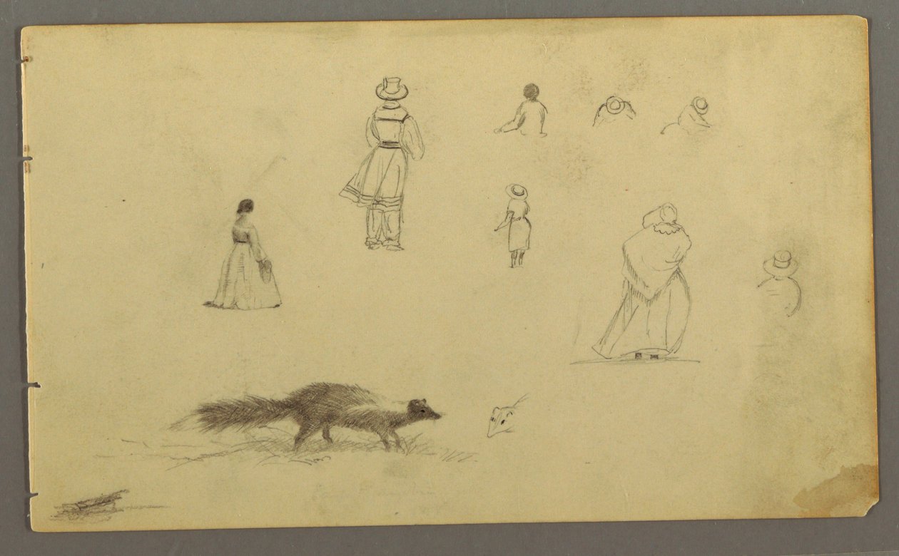 Figure Studies from the Back, a Skunk, Possibly 1857-58 by Frederic Edwin Church