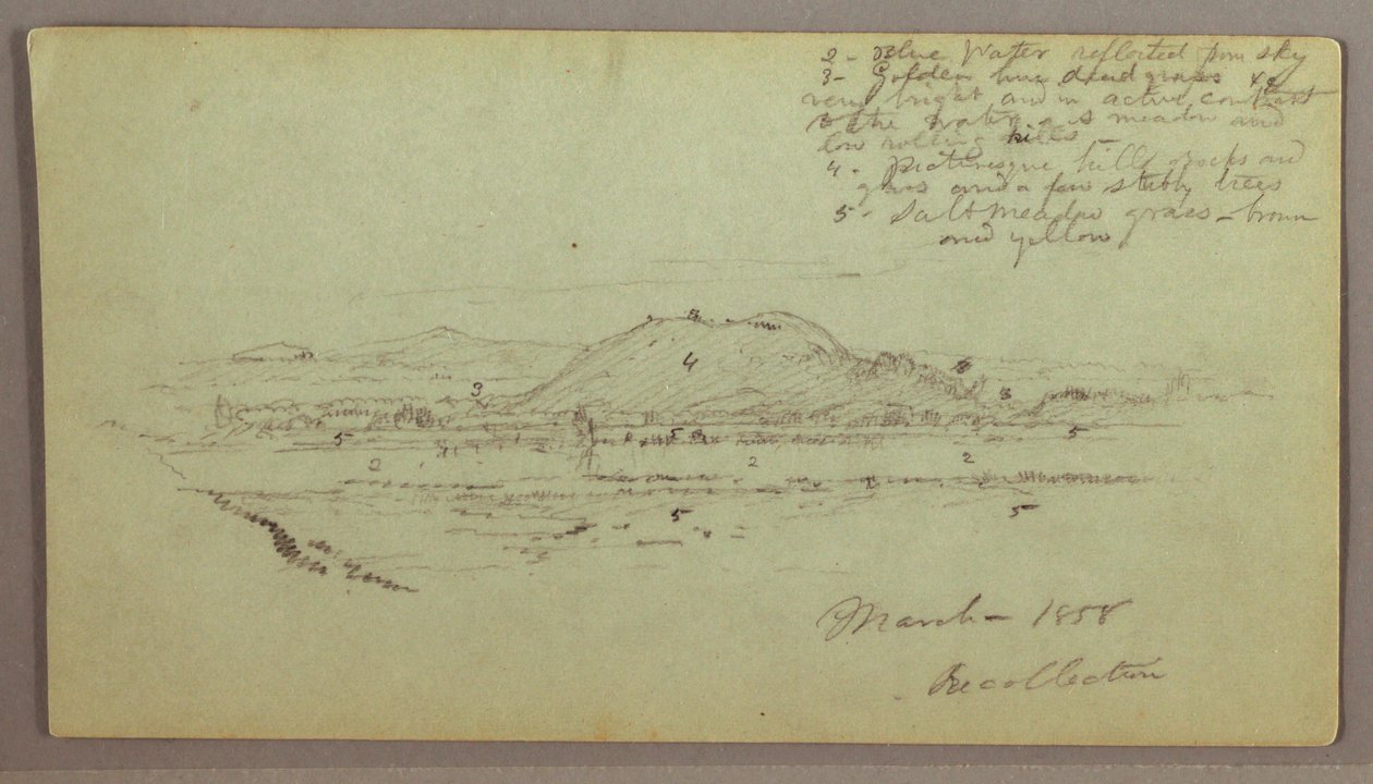 Hills, River, March 1858 by Frederic Edwin Church