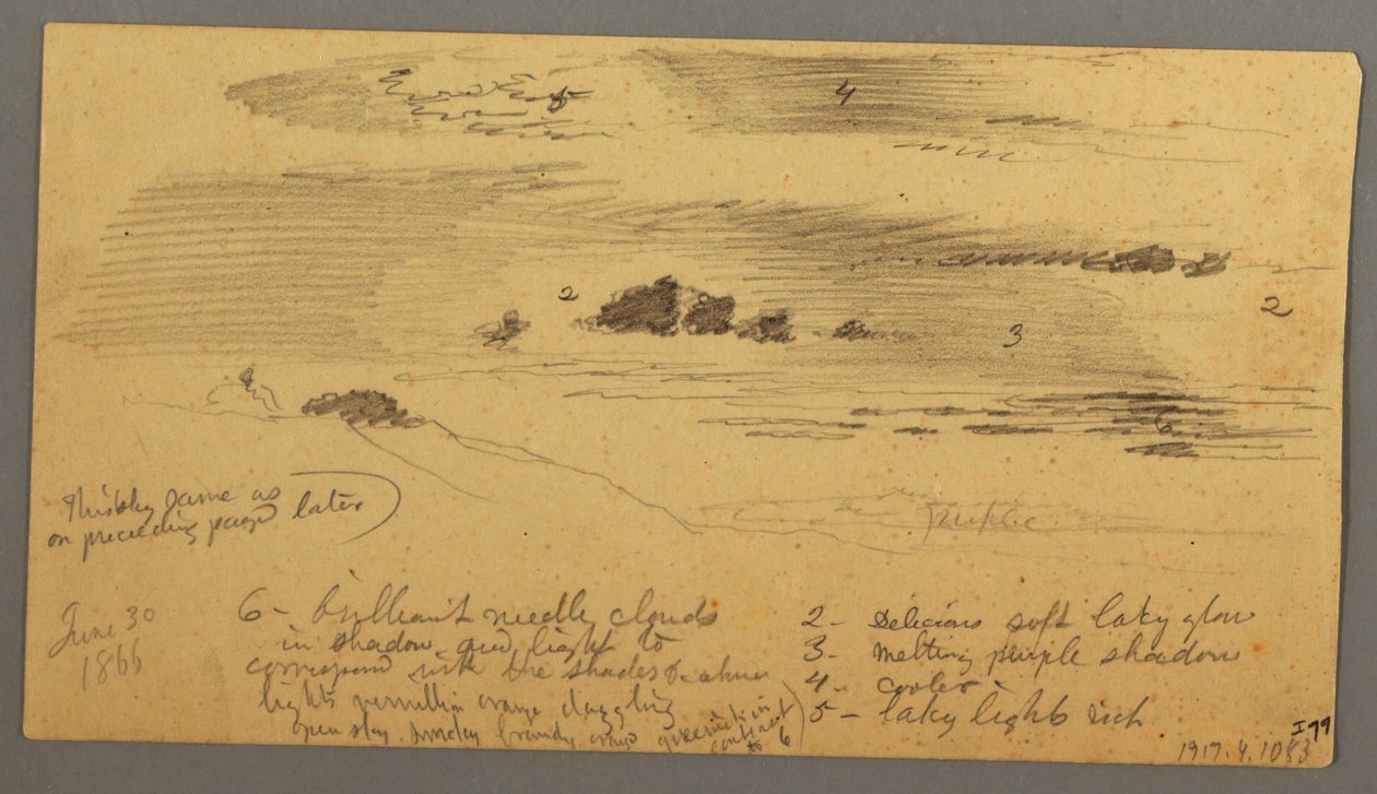 Landscape Sketch, Hudson Valley, New York, June 30, 1866 by Frederic Edwin Church