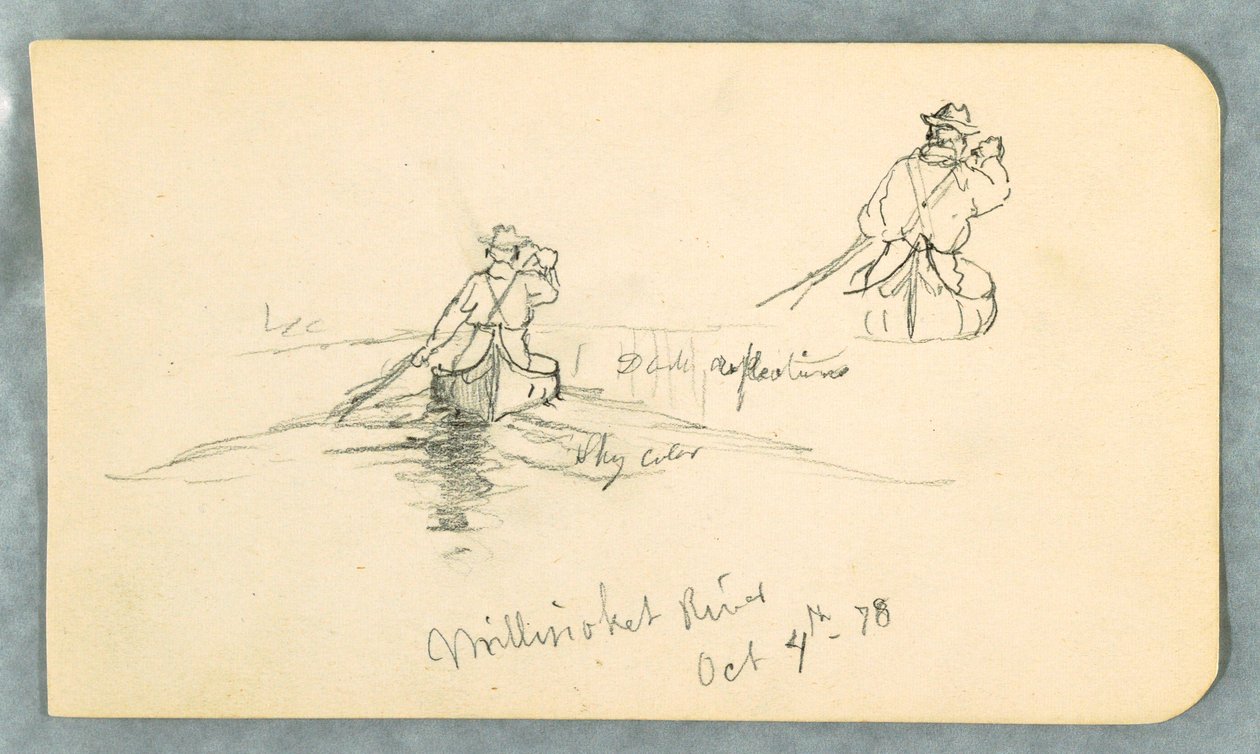 Man Paddling a Canoe on Millinoket River, October 4, 1878 by Frederic Edwin Church