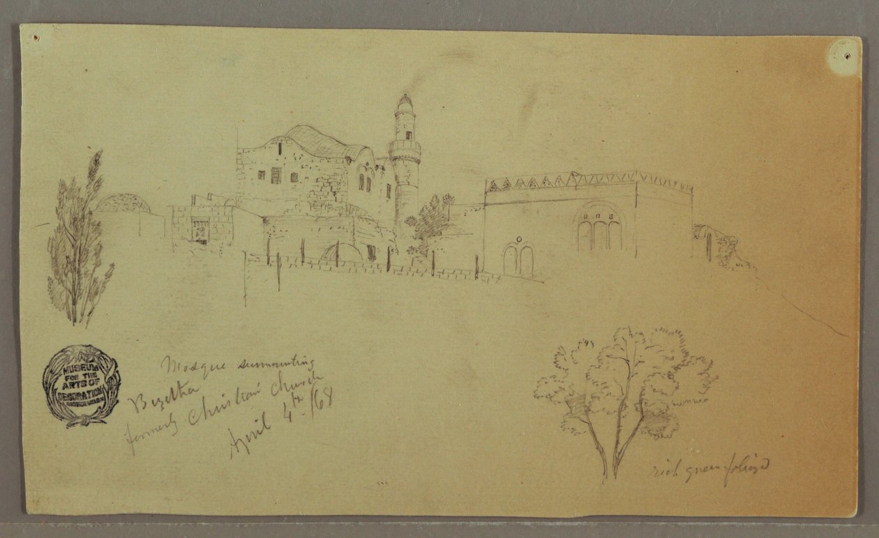Mosque and Adjoining Buildings, Trees, April 4, 1868 by Frederic Edwin Church