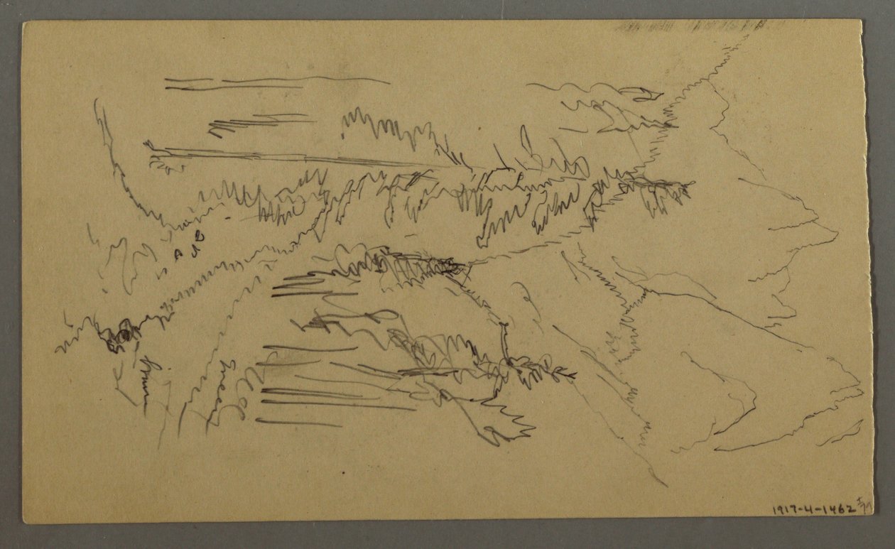 Mountain Peaks, Two figures in a Rowboat, August 1868 by Frederic Edwin Church