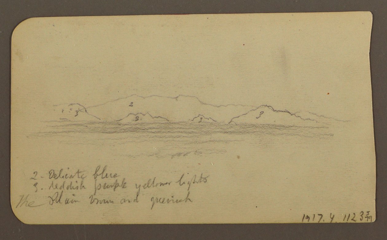 Mountains; Verso: Foothills and Mountain Range, December 21, 1885 by Frederic Edwin Church