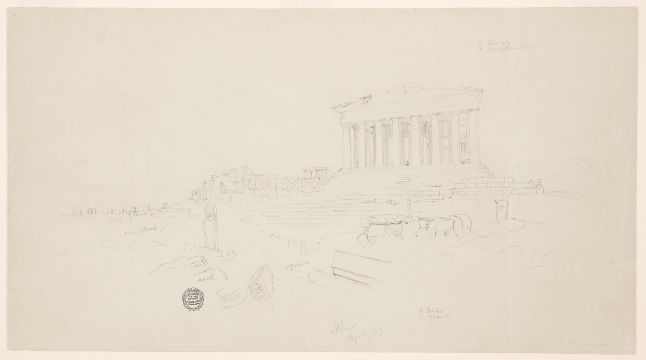 Parthenon and Erectheion, Athens, April 1869 by Frederic Edwin Church