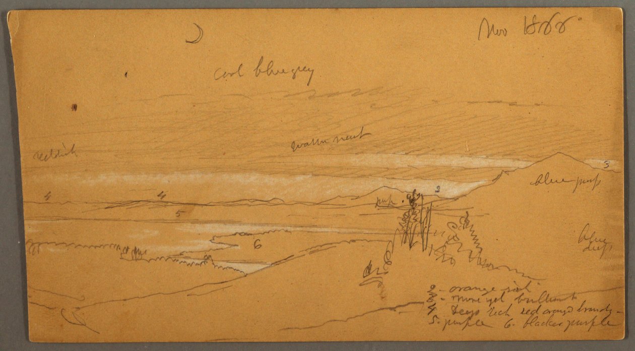 River through Mountain Valley with Sky and Crescent Moon, November 1866 by Frederic Edwin Church