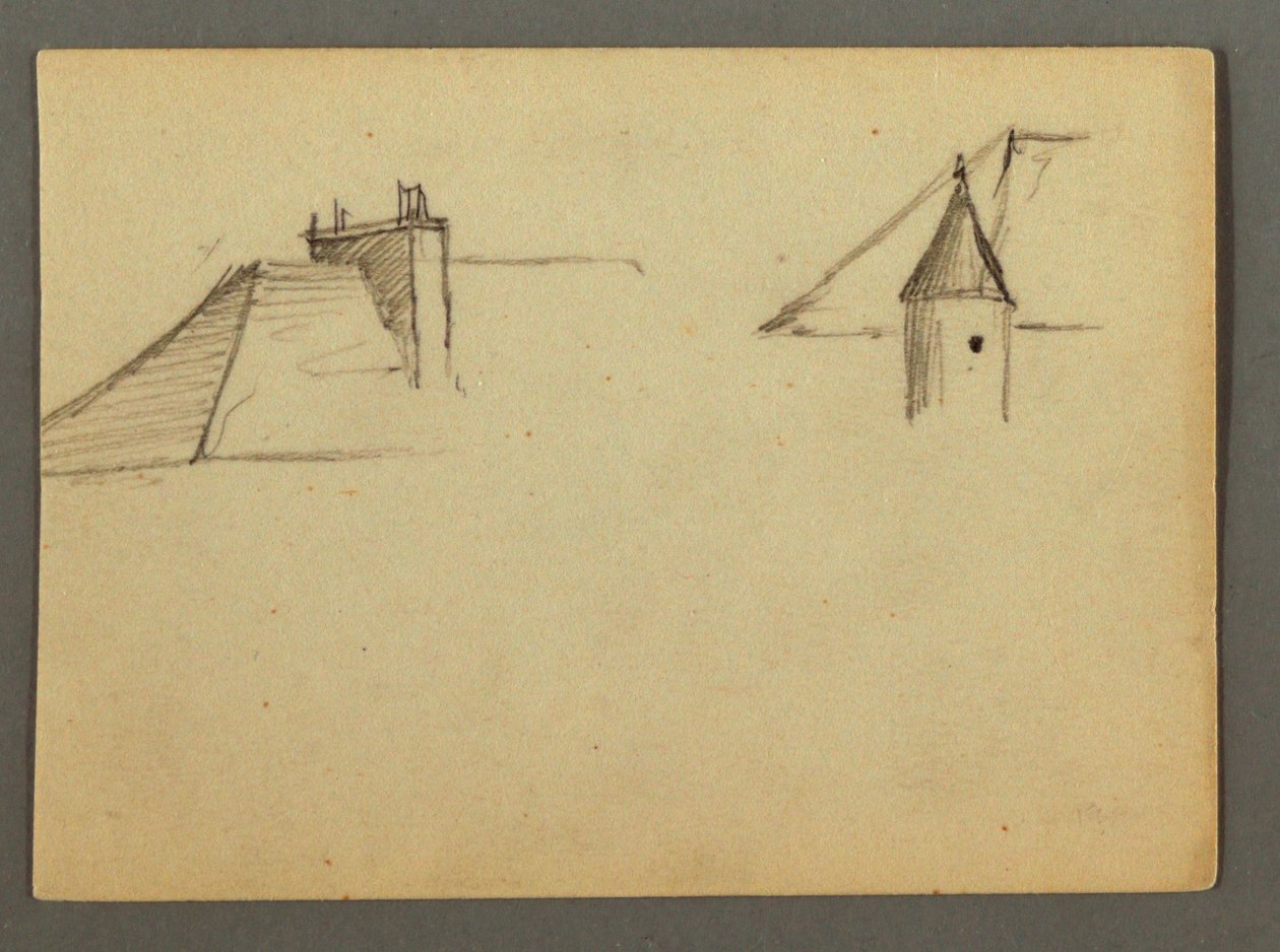 Roof with Chimney, Turret, possibly 1868 by Frederic Edwin Church