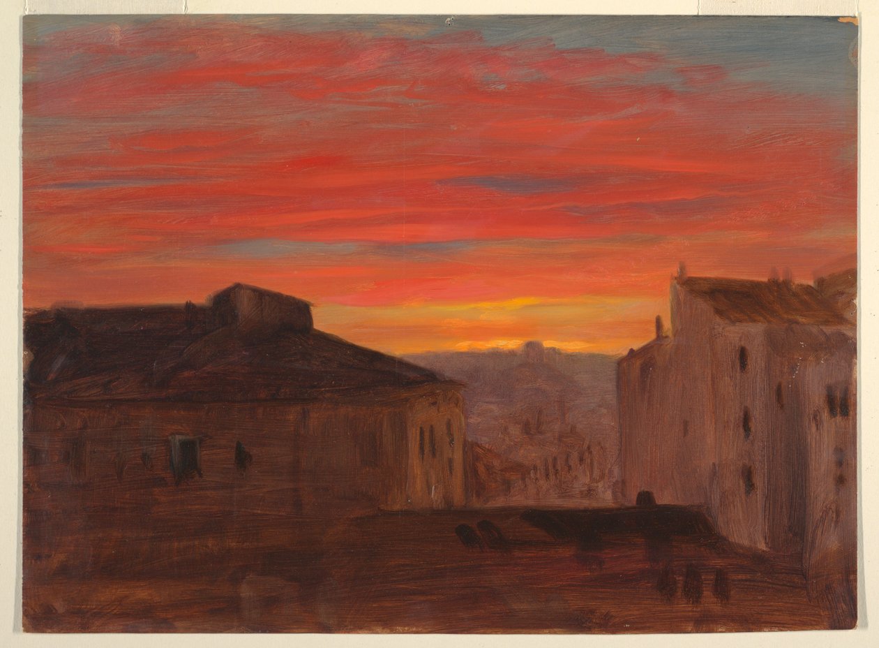 Rooftops at Sunset from the Pincio, Rome, late 1868 or early 1869 by Frederic Edwin Church