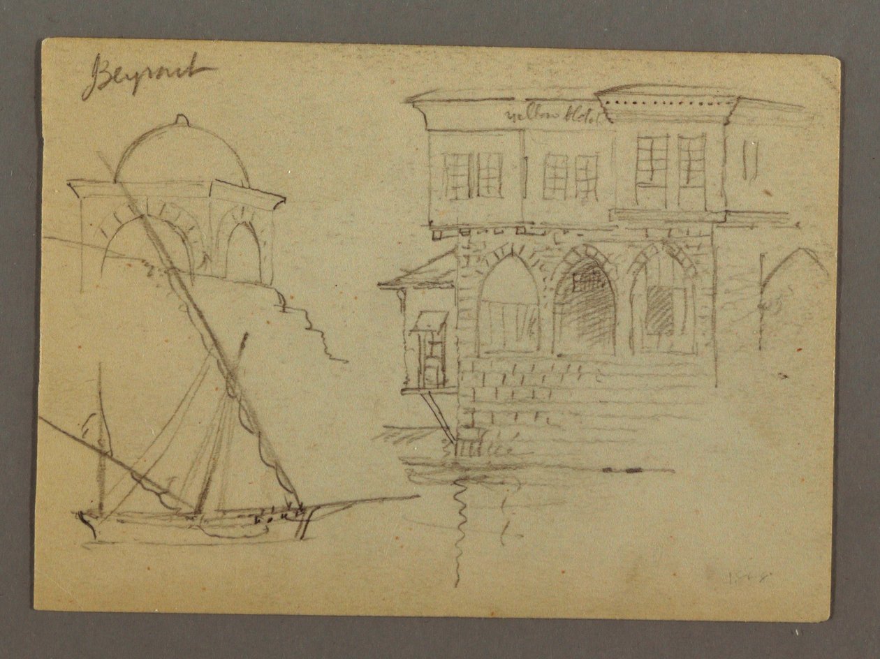 Sketches of a Domed Structure, Ship, and Stately House, January 1868 by Frederic Edwin Church