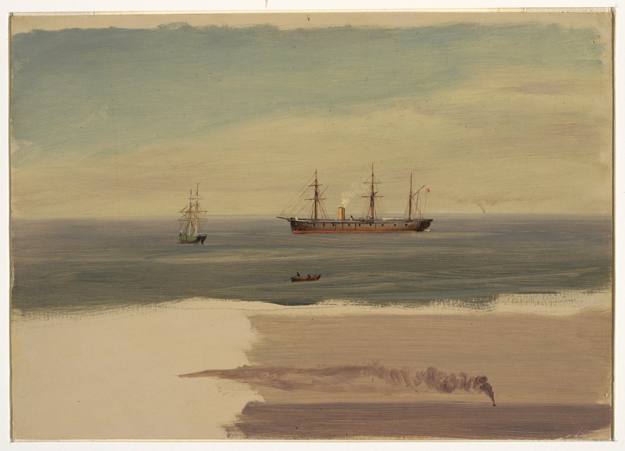 Steamship and Sailing Craft, July 1859 by Frederic Edwin Church