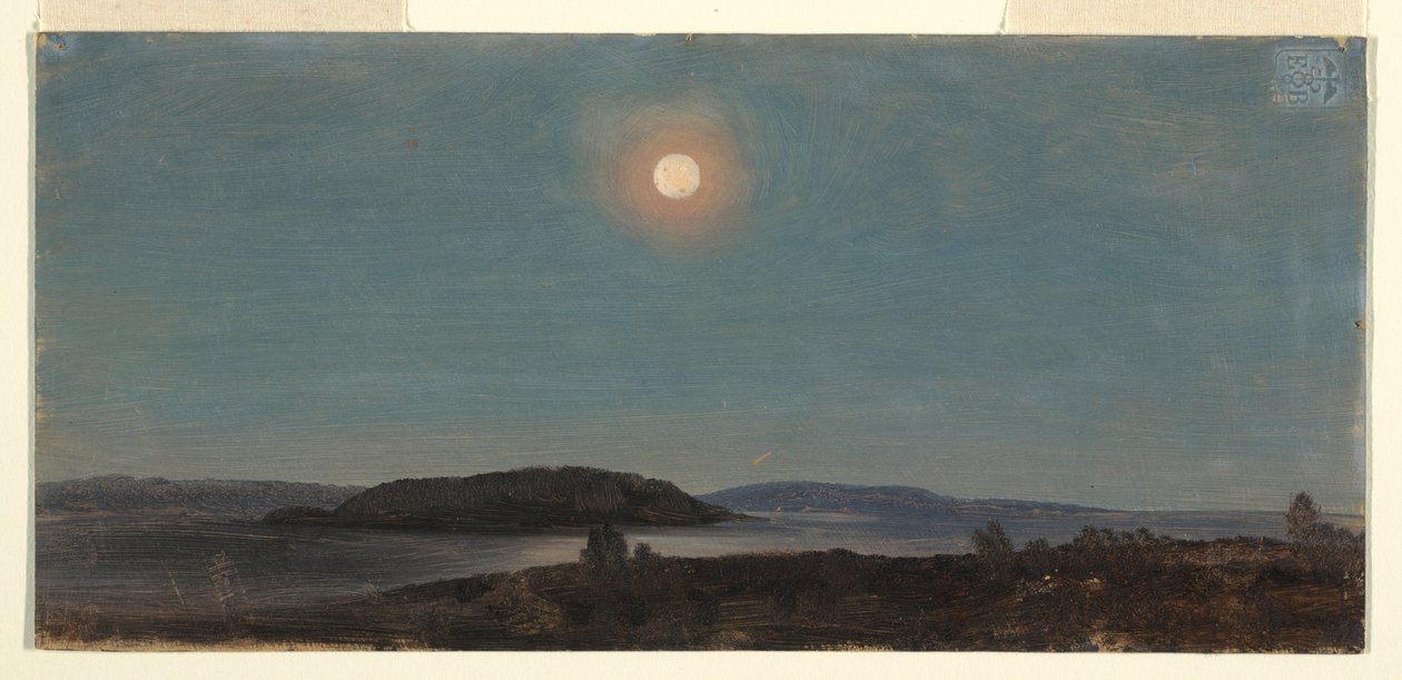 Sun or Moon Rising over Porcupine Islands, Bar Harbor, ca. 1860 by Frederic Edwin Church