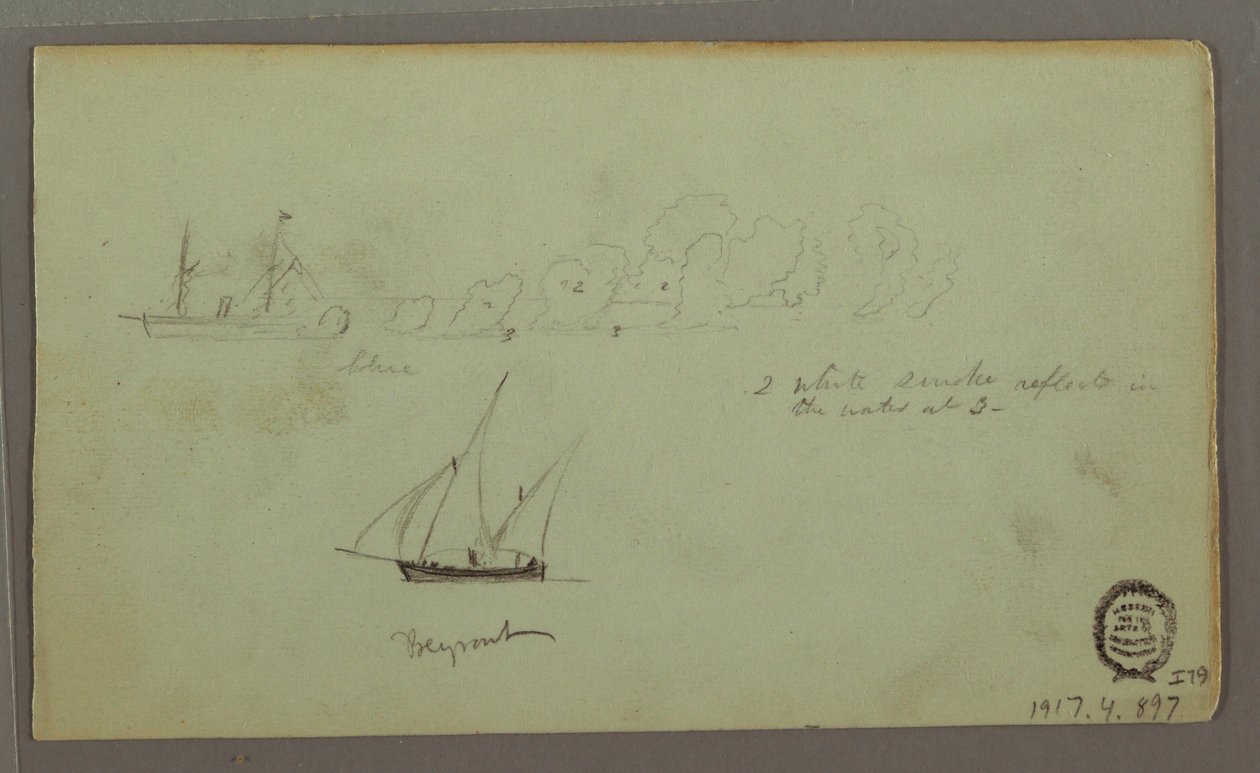 Two Studies of Fishermen with Rods and Torches, April 1868 by Frederic Edwin Church
