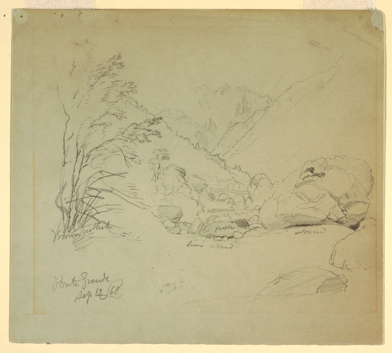Valley with a Bridge near Macugnaga, September 12, 1868 by Frederic Edwin Church