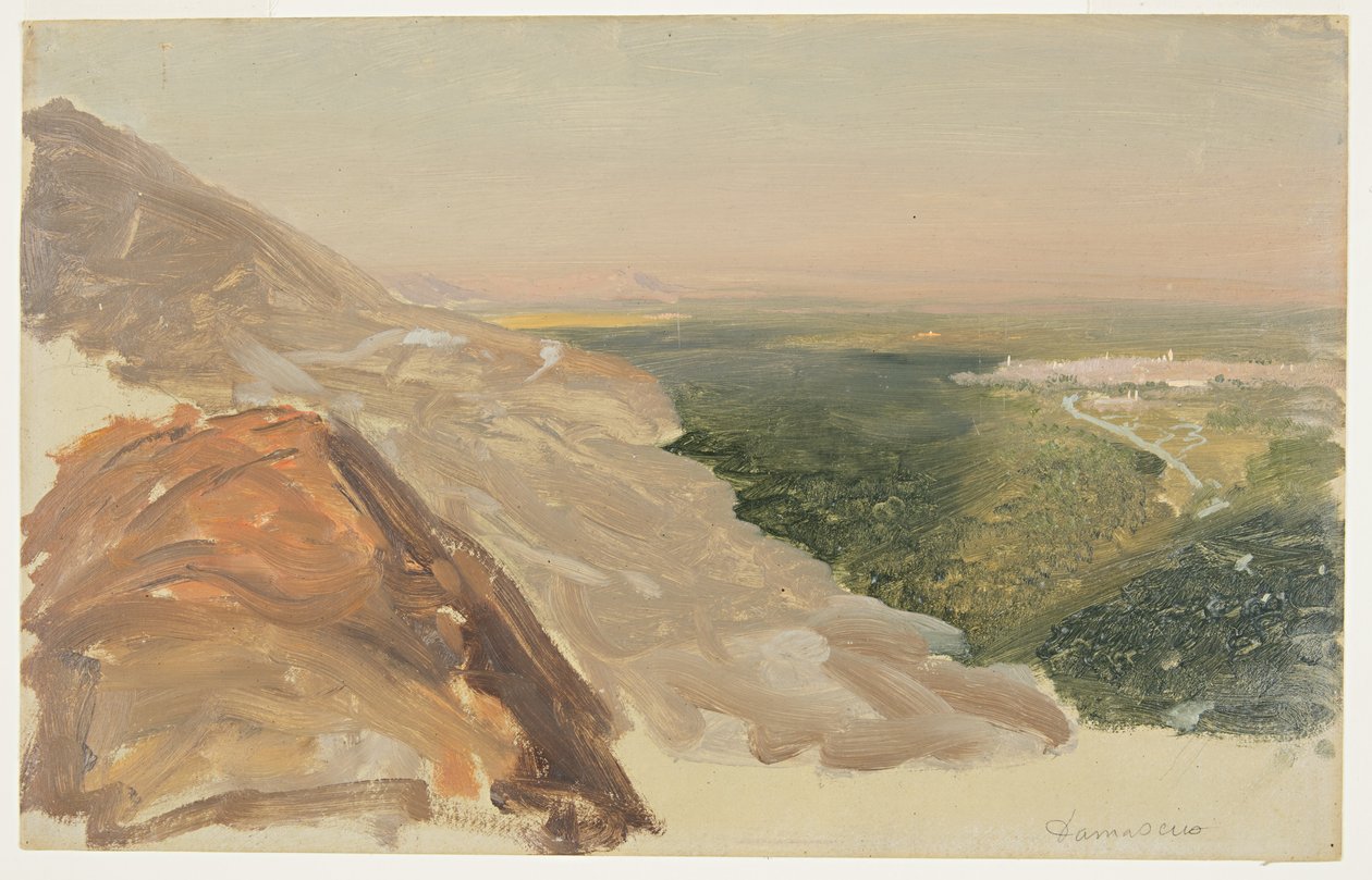 View of a plain with Damascus, Syria, from the mountains, May 1868 by Frederic Edwin Church