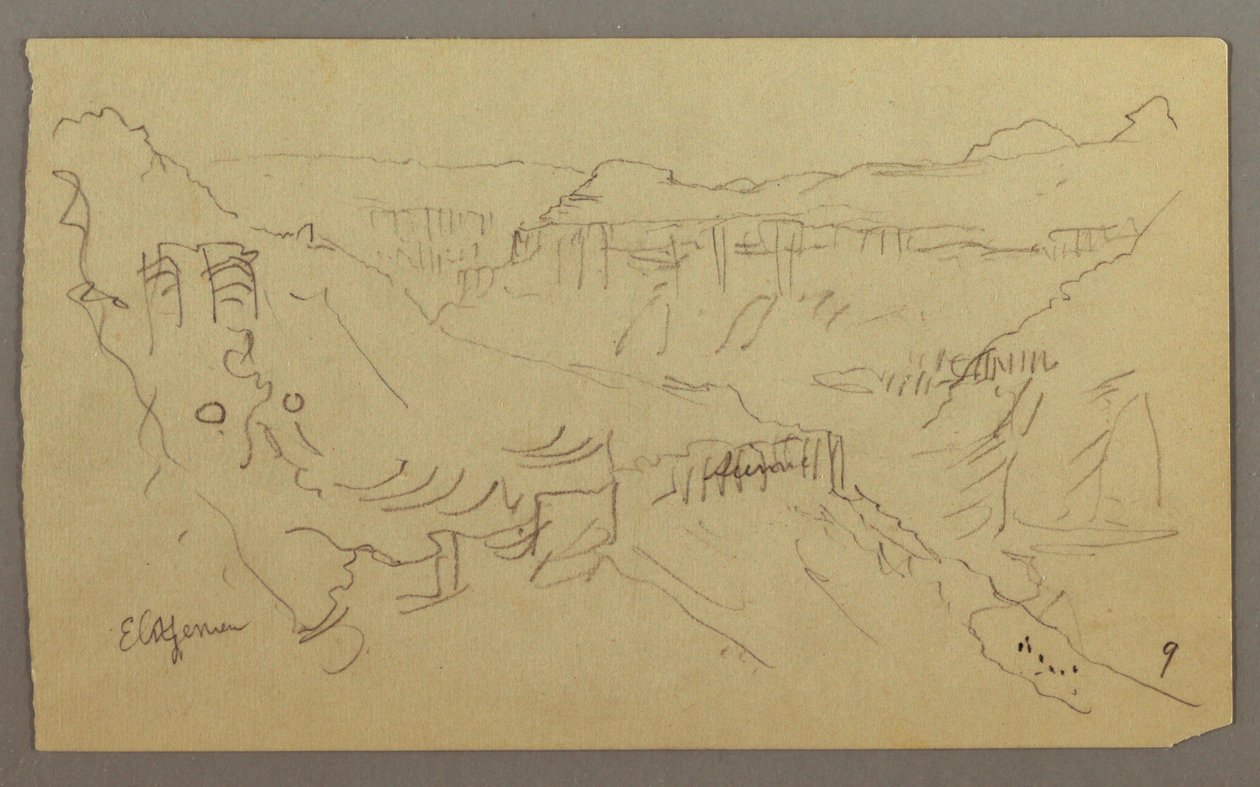 El Yemen Valley, Arabia: View of Winding Valley with a Caravan by Frederic Edwin Church