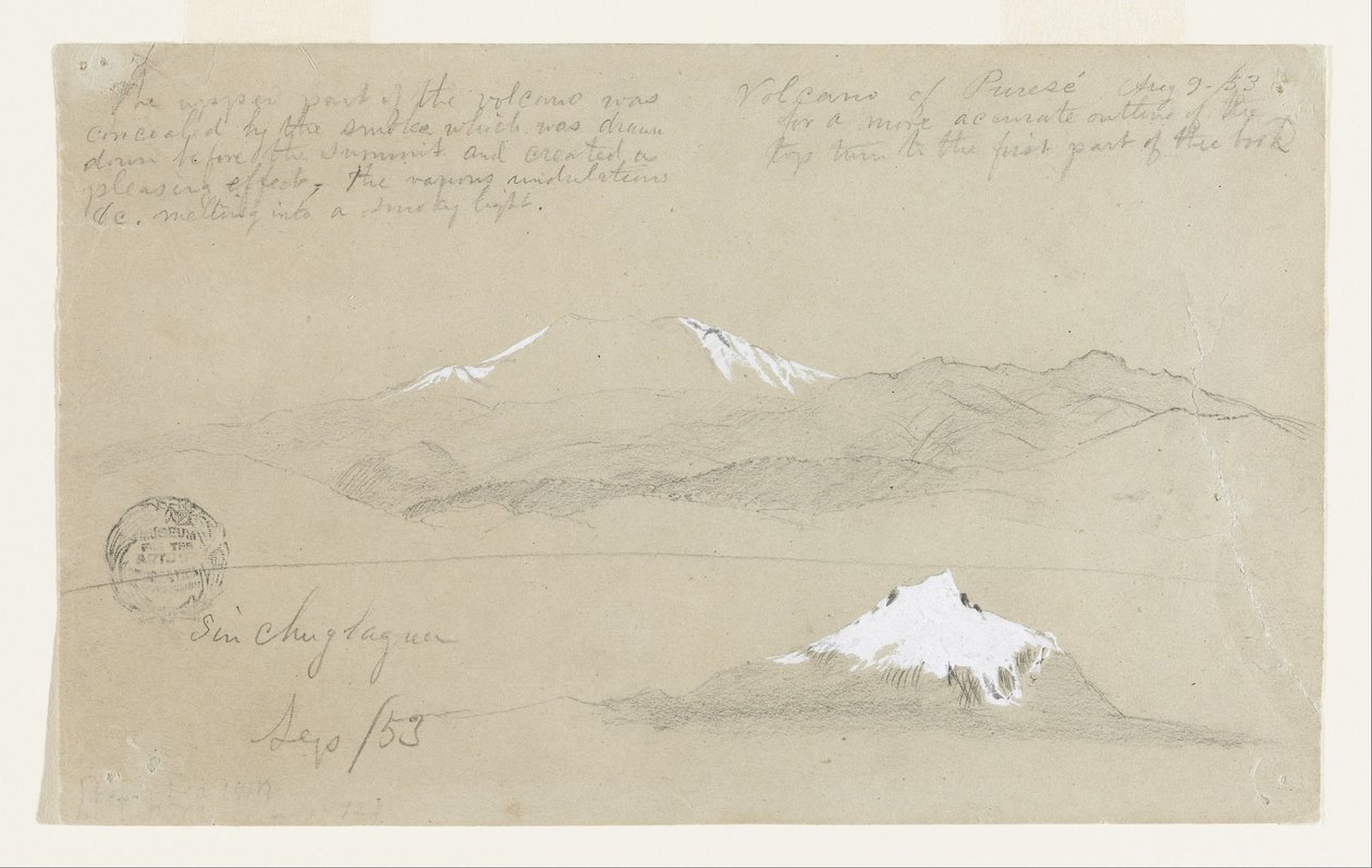 Views of Puresé Volcano, Colombia and Mt. Sincholagua, Ecuador by Frederic Edwin Church