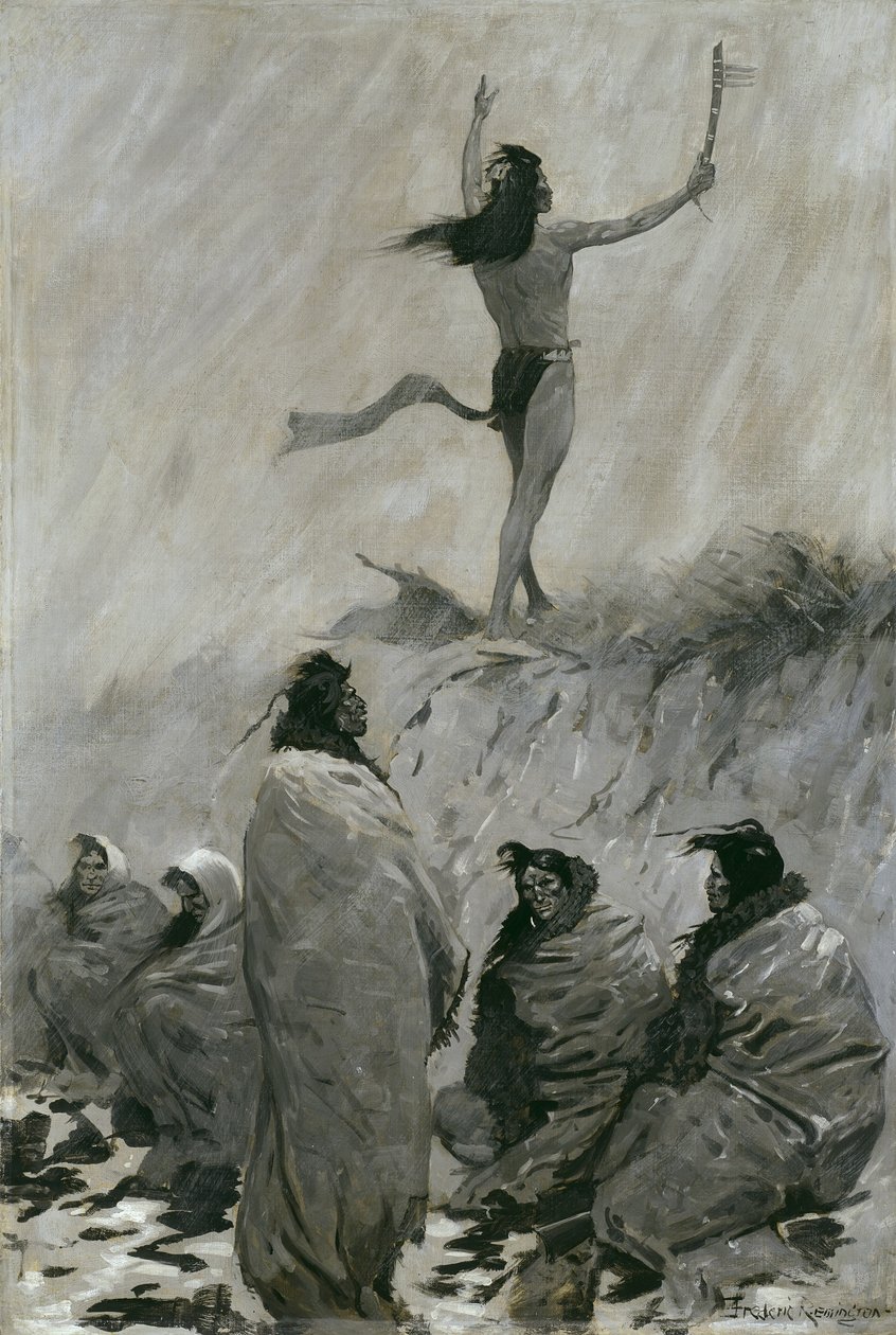 The Fire Eater Raised His Arms to the Thunder Bird by Frederic Remington