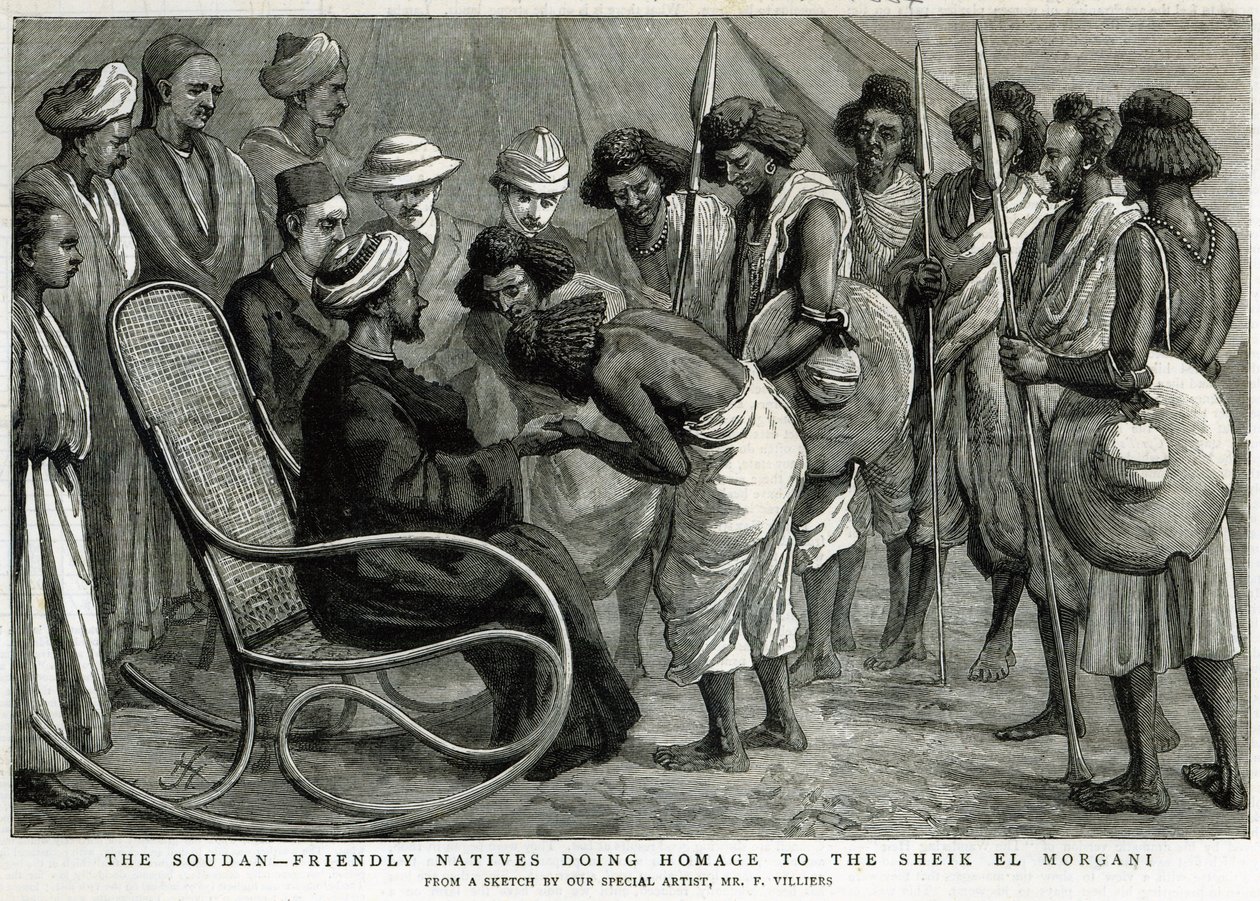 The Soudan: Friendly natives doing homage to the Sheik el Morgani, from 