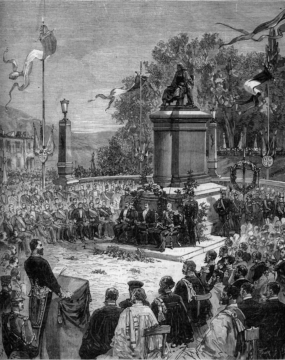 Inauguration of the statue of Blaise Pascal (1623-1662) in the Place Saint Herem of Clermont-Ferrand, Puy de Dome (63). September 5 by Frederic de Haenen