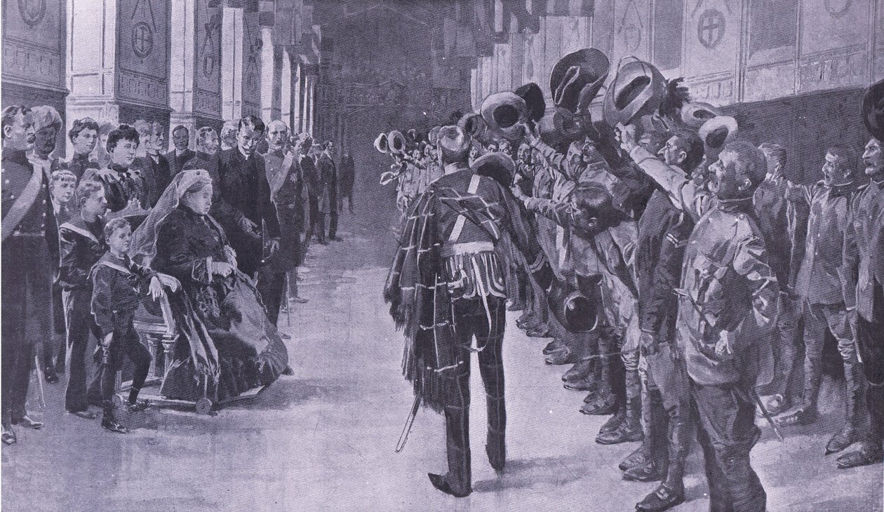 Queen Victoria inspecting invalided Colonials in St George's Hall ...