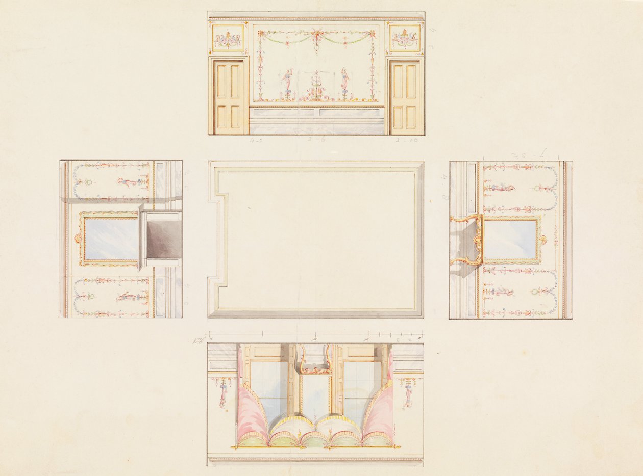 Design for Ceiling and Four Walls of Room by Frederick Crace