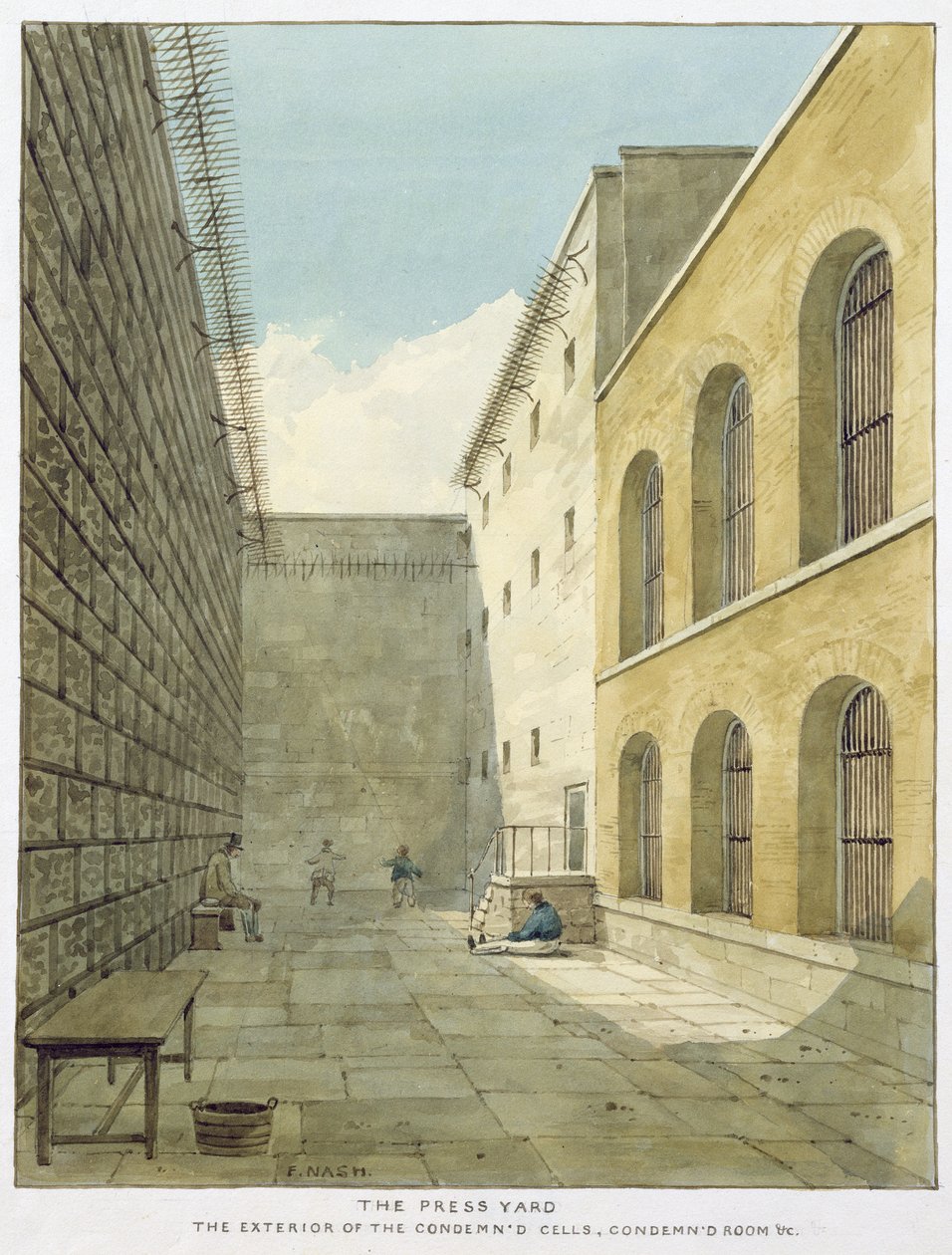 The Press Yard, Newgate Prison by Frederick Nash
