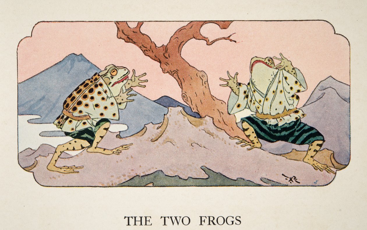 The Two Frogs, illustration from Little Peaching and Other Tales of Old Japan, c. 1928 by Frederick Richardson