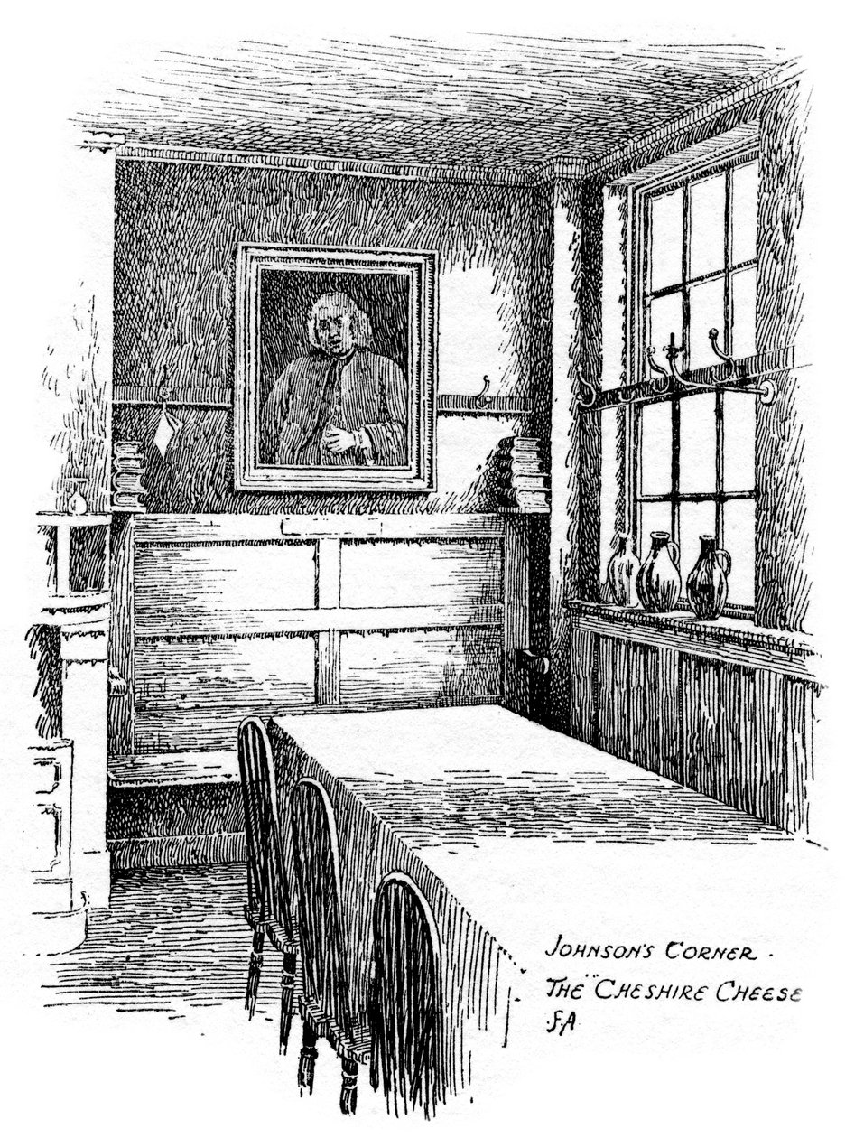 Johnsons Corner, the Cheshire Cheese Pub, City of London by Frederick Adcock