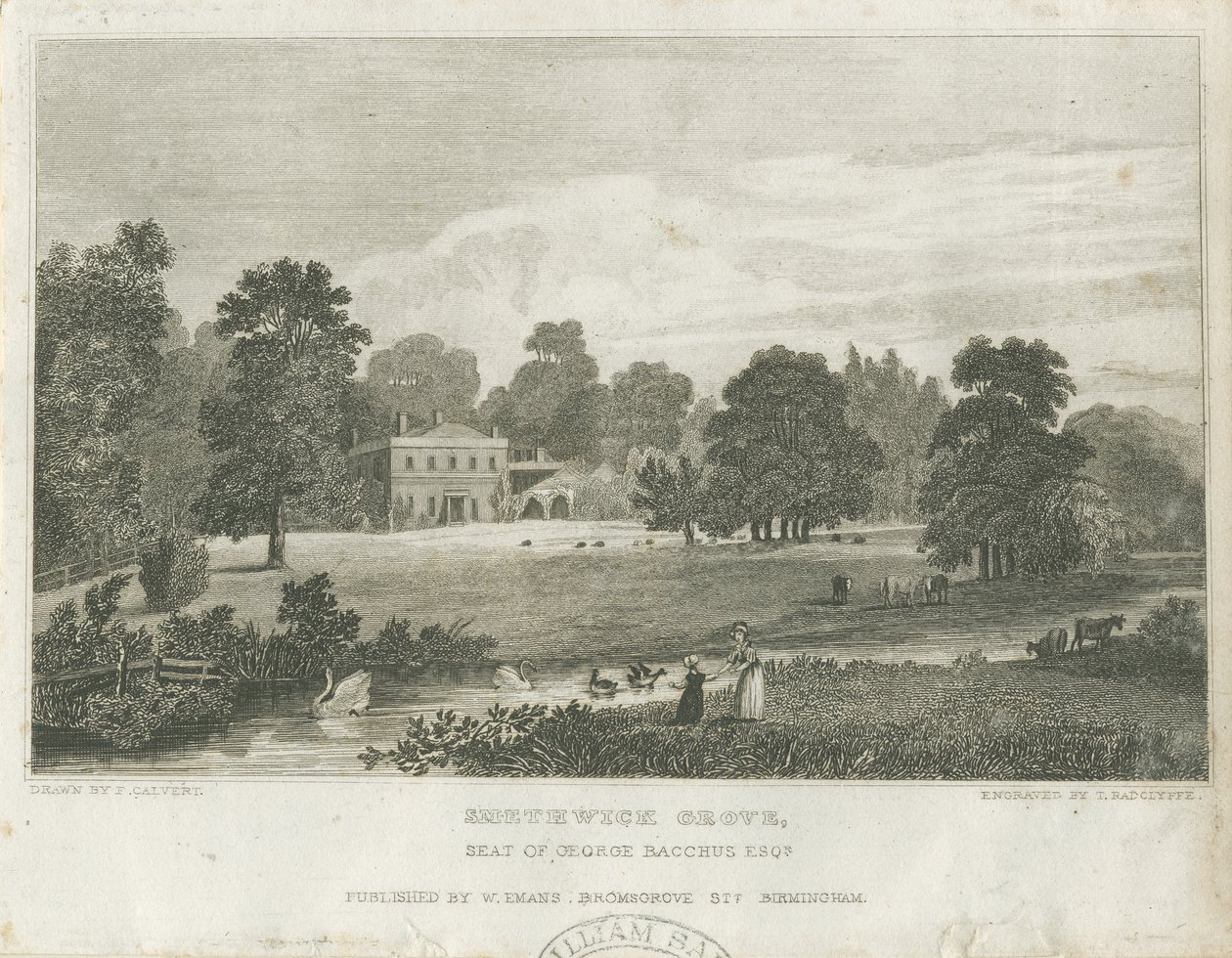 Smethwick Grove: engraving by Frederick Calvert