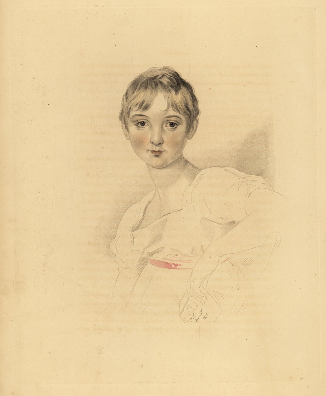 Portrait of Lucy Meredith, niece of Sir Thomas Lawrence. Hand-tinted ...