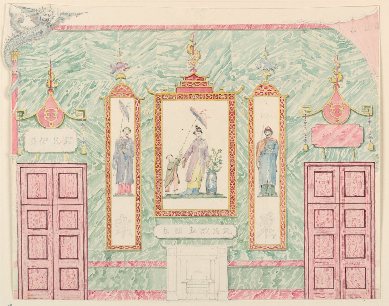 Wall Elevation, probably for the Banqueting Room, Royal Pavilion, Brighton, 1815-22 by Frederick Crace