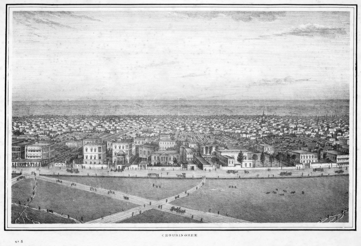 Chowringhee, Calcutta, India, c1840s by Frederick Fiebig