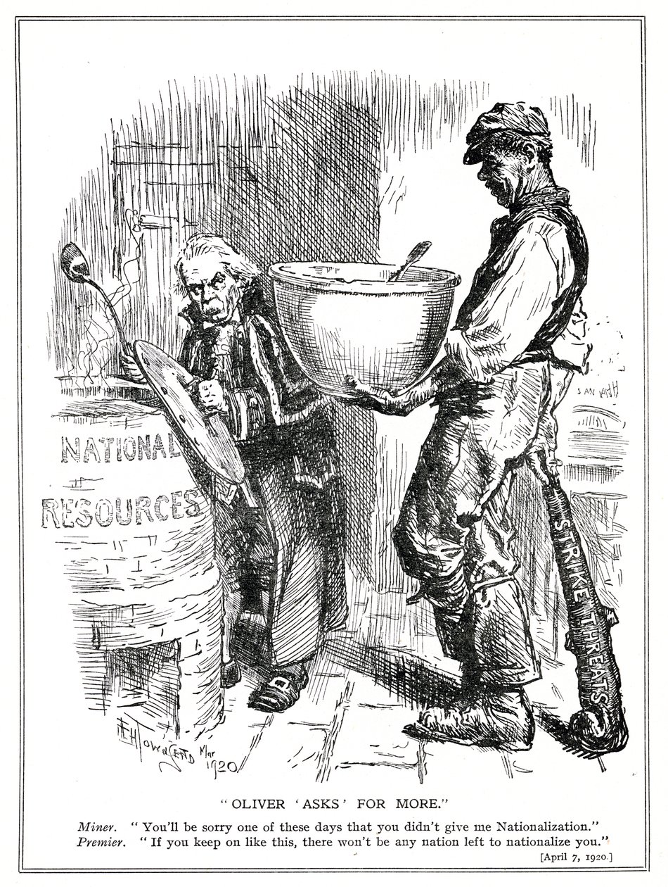 Lloyd George Faces Threats to Strike from the Miners, April, 1920 by Frederick Henry Townsend
