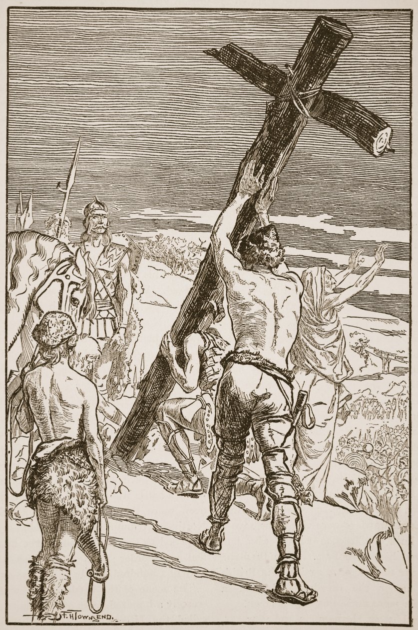 Oswald erecting the Cross, illustration from 