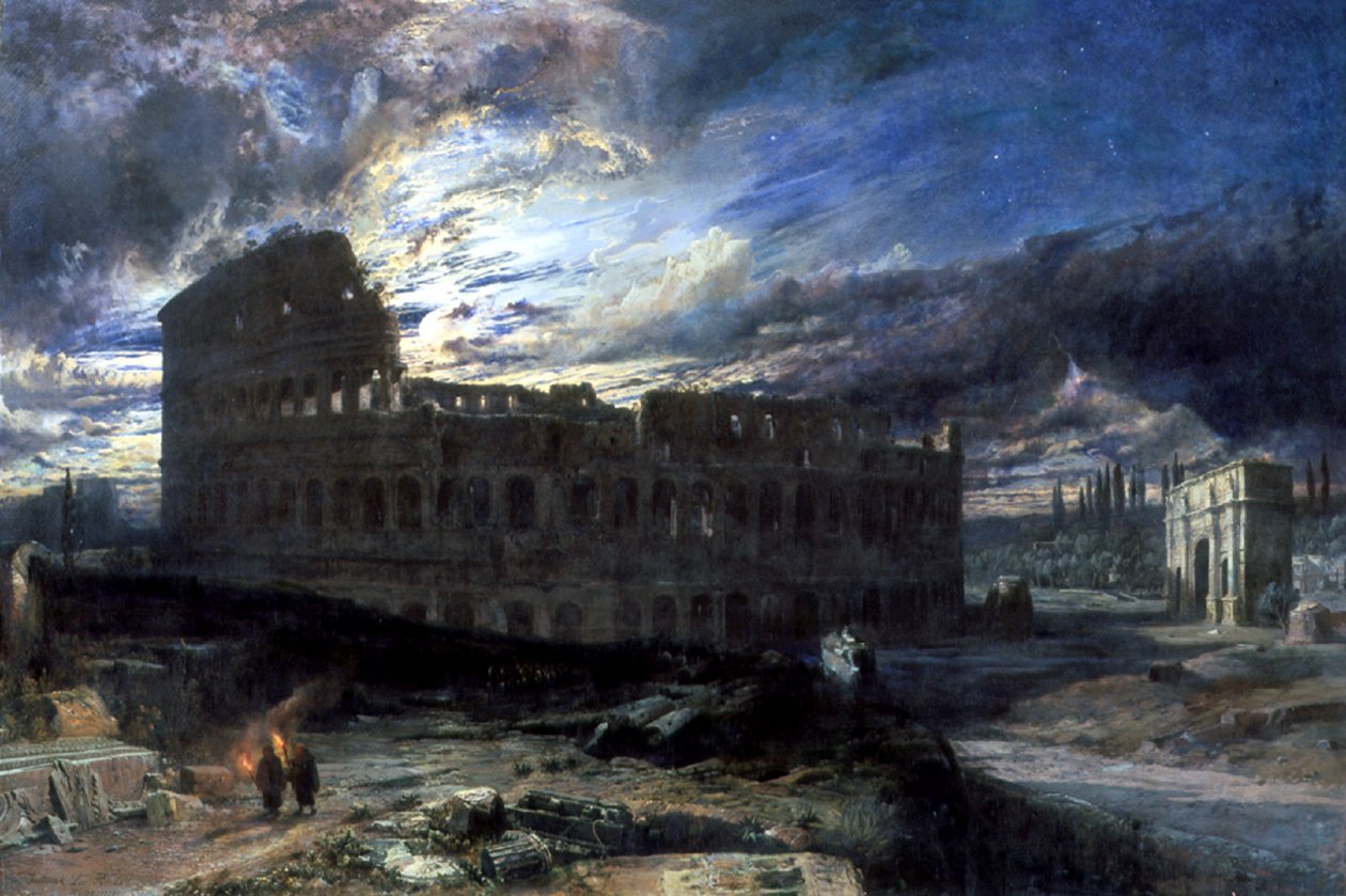 The Coliseum at Rome by Moonlight by Frederick Lee Bridell