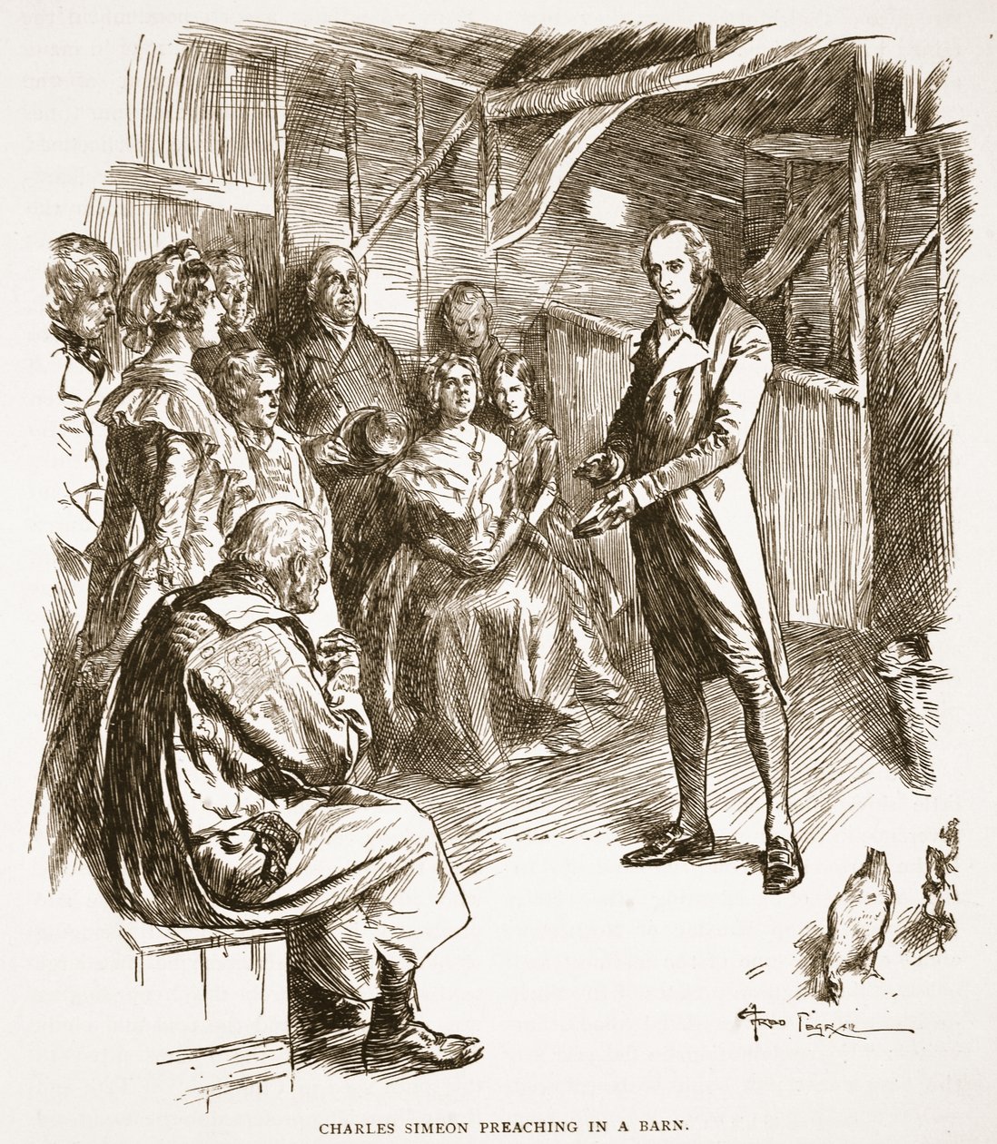 Charles Simeon Preaching in a Barn (illustration from 'The Church of ...