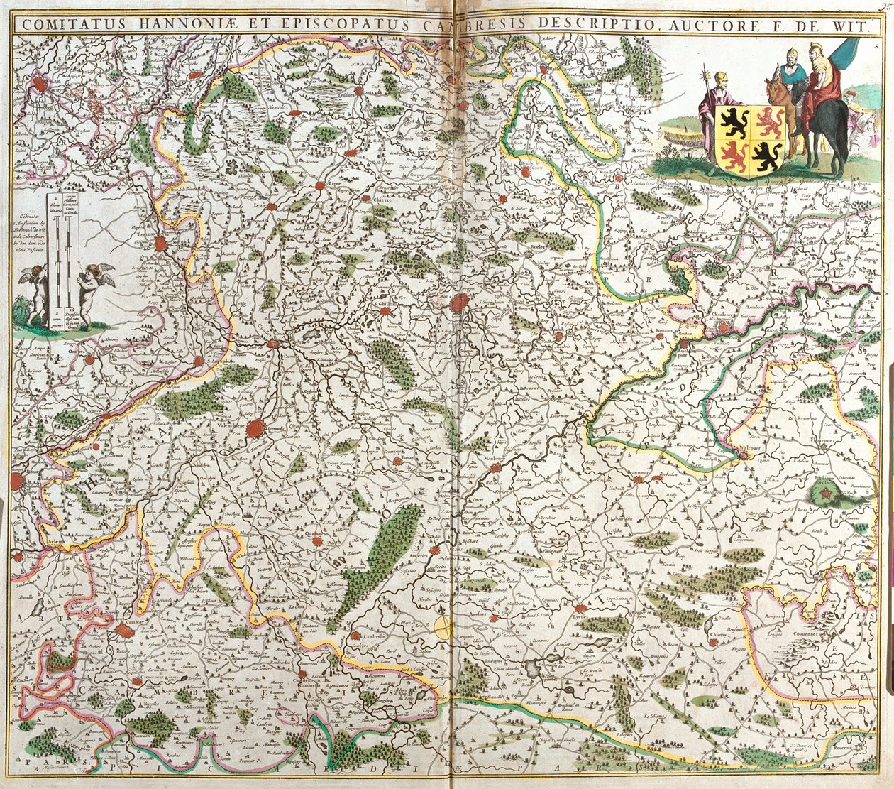 Map of the County of Hainaut (Belgium) and the Diocese of Cambrai (France) by Frederick de Wit