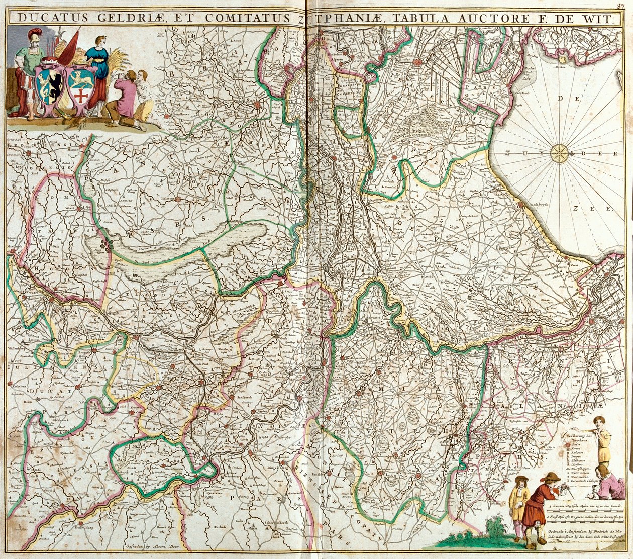 Map of the Duchy of Gelderland and the County of Zutphen (Germany) by Frederick de Wit
